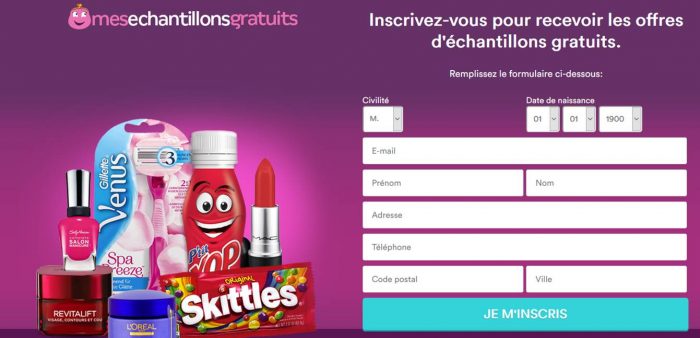 recevoir des échantillons gratuits