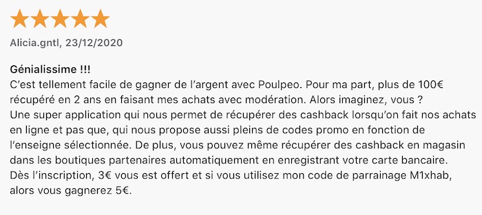 Avis utilisateur sur Poulpeo